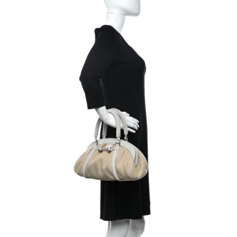 Authentic CHRISTIAN DIOR Raffia Frame Shoulder Bag Beige/Off-White - Picture 4 of 16